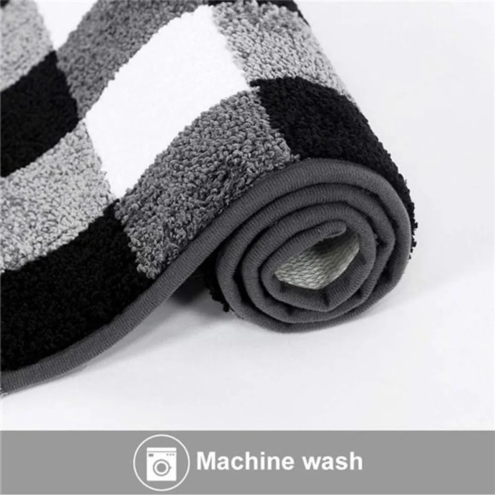 2 Pieces Buffalo Plaid Check Rug Set Water Absorb Microfiber NonSlip Kitchen Rug - Picture 5 of 7